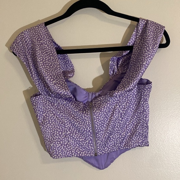 Oh Polly Purple and White Satin Bardot Corset Top Off the shoulder size 4 - Picture 6 of 9